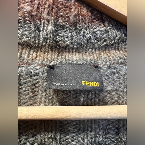 FENDI Men’s Wool Sweater with Button Collar - Picture 2 of 8